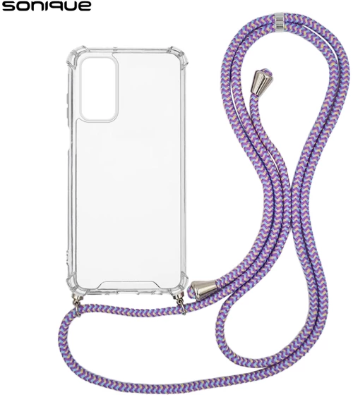 Θήκη Σιλικόνης με Κορδόνι Sonique Armor Clear Samsung Galaxy A25 5G Rainbow Λιλά