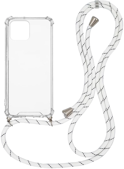 Θήκη Σιλικόνης με Κορδόνι Sonique Armor Clear Apple iPhone 12 / iPhone 12 Pro Rainbow Λευκό