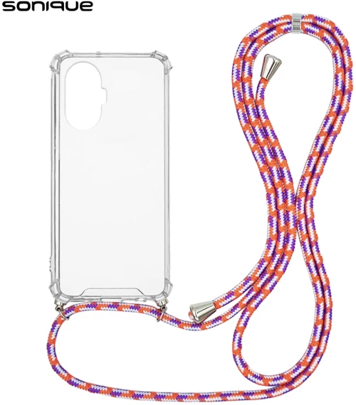 Θήκη Σιλικόνης με Κορδόνι Sonique Armor Clear Realme C55 Rainbow Κοραλλί