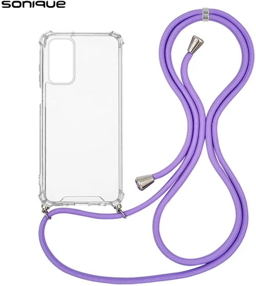 Θήκη Σιλικόνης με Κορδόνι Sonique Armor Clear Samsung Galaxy A25 5G Λιλά