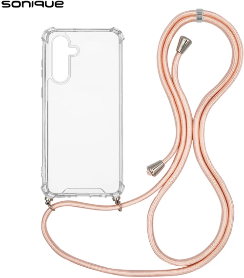 Θήκη Σιλικόνης με Κορδόνι Sonique Armor Clear Samsung Galaxy S24 Plus Ροζ Σατινέ