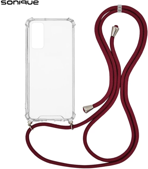 Θήκη Σιλικόνης με Κορδόνι Sonique Armor Clear Samsung Galaxy A05s 4G Μπορντό