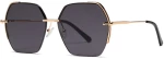 Techsuit - Sunglasses (8561) - for Women with Metal Frame and Nylon Lens, Hexagonal - Gold / Gray
