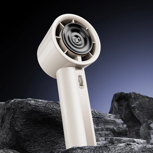 Techsuit - Handheld Mini Fan (CT-111) - Portable, Adjustable, Rechargeable, Digital Display, 10W - White