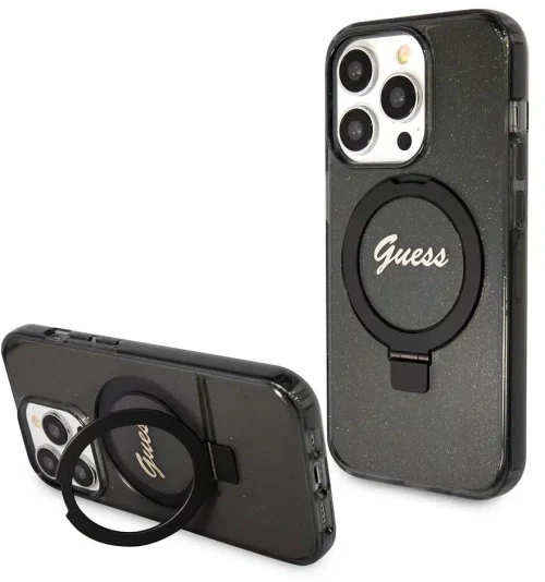 Guess iPhone 15 Pro Max Back cover case - Magsafe script logo - Black