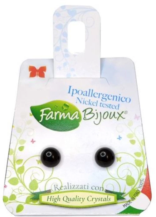 Farma Bijoux Υποαλλεργικά Σκουλαρίκια Μαύρη Πέρλα 6mm (BEP6C95)