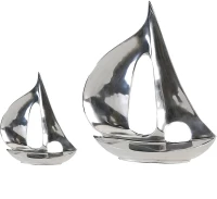 Διακοσμητικό Βάρκα Ασημί Αλουμίνιο 4x15x21cm