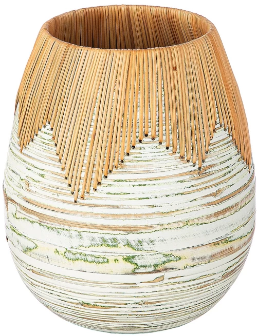 Βάζο ArteLibre Εκρού Μπαμπού/Rattan Φ25x29cm