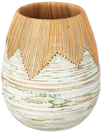 Βάζο ArteLibre Εκρού Μπαμπού/Rattan Φ25x29cm