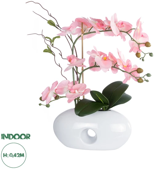 GloboStar® Artificial Garden PINK ORCHID 21126 Διακοσμητικό Φυτό Ροζ Ορχιδέα Υ42cm