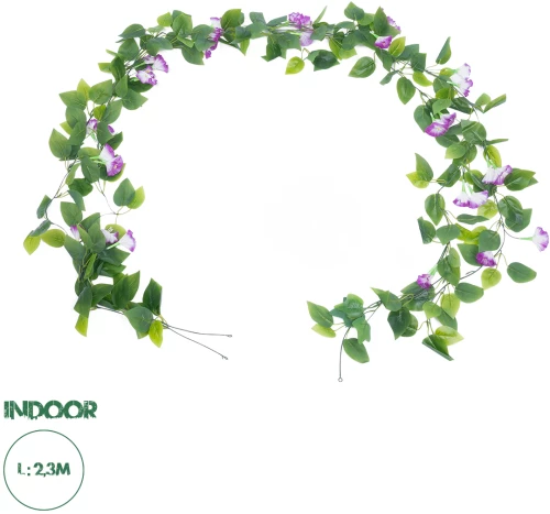 GloboStar® Artificial Garden MORNING GLORY GARLAND 21152 Τεχνητή Διακοσμητική Γιρλάντα Ορτανσίας 230cm Σετ 2 τεμαχίων