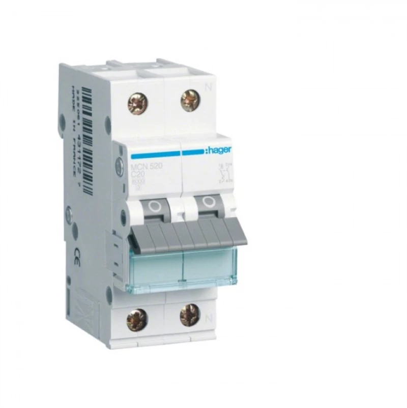Αυτόματη Ασφάλεια C 6Ka 1P+N 20Α 2Μ MCN520 Hager MCN520