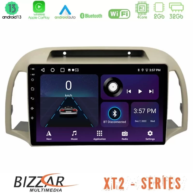 Bizzar XT2 Series 4Core Android13 2+32GB Nissan Micra K12 2002-2010 Navigation Multimedia Tablet 9" U-XT2-NS0012
