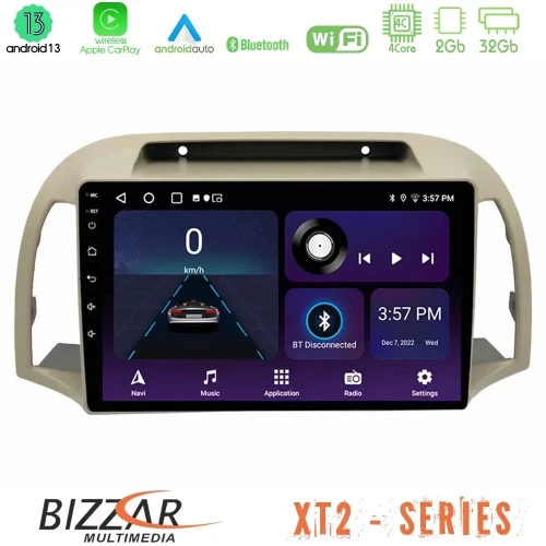 Bizzar XT2 Series 4Core Android13 2+32GB Nissan Micra K12 2002-2010 Navigation Multimedia Tablet 9" U-XT2-NS0012