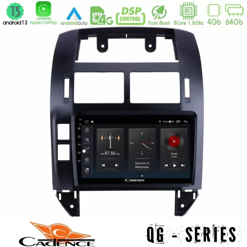 Cadence QG Series 8Core Android13 4+64GB VW Polo 2002-2009 Navigation Multimedia Tablet 9" U-QG-VW1229