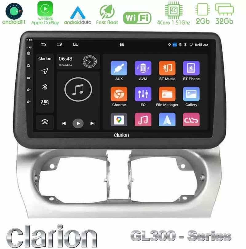 Clarion GL300 Series Opel Corsa C/Combo C 4Core Android11 2+32GB Navigation Multimedia Tablet 9″ Με Carplay & Android Auto U-GL3-OP1707