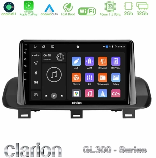 Clarion GL300 Series 4Core Android11 2+32GB Nissan Qashqai J12 & X-Trail T33 Navigation Multimedia Tablet 10" Με Carplay & Andro U-GL3-NS2114
