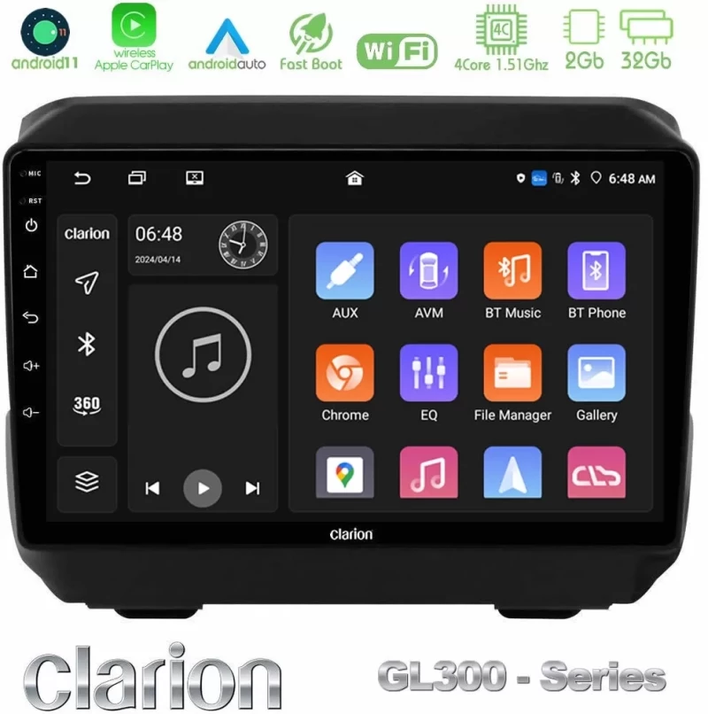Clarion GL300 Series 4Core Android11 2+32GB Jeep Wrangler 2018- Navigation Multimedia Tablet 9" Με Carplay & Android Auto U-GL3-JP0865