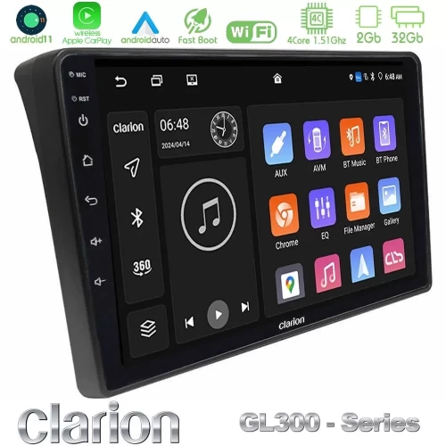 Clarion GL300 Series 4Core Android11 2+32GB Fiat Ducato/Citroen Jumper/Peugeot Boxer Navigation Multimedia Tablet 9" Με Carplay  U-GL3-FT483
