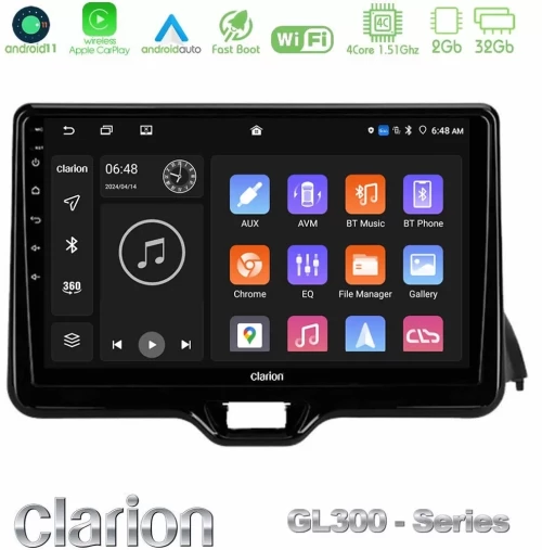 Clarion GL300 Series 4Core Android11 2+32GB Toyota Yaris 2020- Navigation Multimedia Tablet 9" Με Carplay & Android Auto U-GL3-TY1079