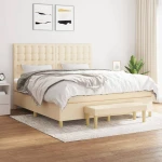 Κρεβάτι Boxspring με Στρώμα Κρεμ 160x200 εκ. Υφασμάτινο Κρεμ 3137490
