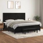 Κρεβάτι Boxspring με Στρώμα Μαύρο 200x200 εκ. Βελούδινο Μαύρο 3137745