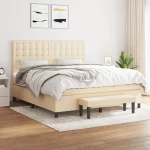 Κρεβάτι Boxspring με Στρώμα Κρεμ 160x200 εκ. Υφασμάτινο Κρεμ 3136930