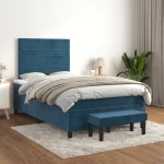Κρεβάτι Boxspring με Στρώμα Σκούρο Μπλε 120x200 εκ. Βελούδινο Μπλε 3137897