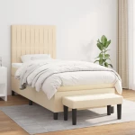 Κρεβάτι Boxspring με Στρώμα Κρεμ 100 x 200 εκ. Υφασμάτινο Κρεμ 3136738