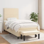 Κρεβάτι Boxspring με Στρώμα Κρεμ 90x190 εκ.Υφασμάτινο Κρεμ 3136482