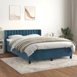 Κρεβάτι Boxspring με Στρώμα Σκούρο Μπλε 140x190 εκ. Βελούδινο Μπλε 3131199