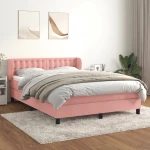 Κρεβάτι Boxspring με Στρώμα Ροζ 140x190 εκ. Βελούδινο Ροζ 3127732