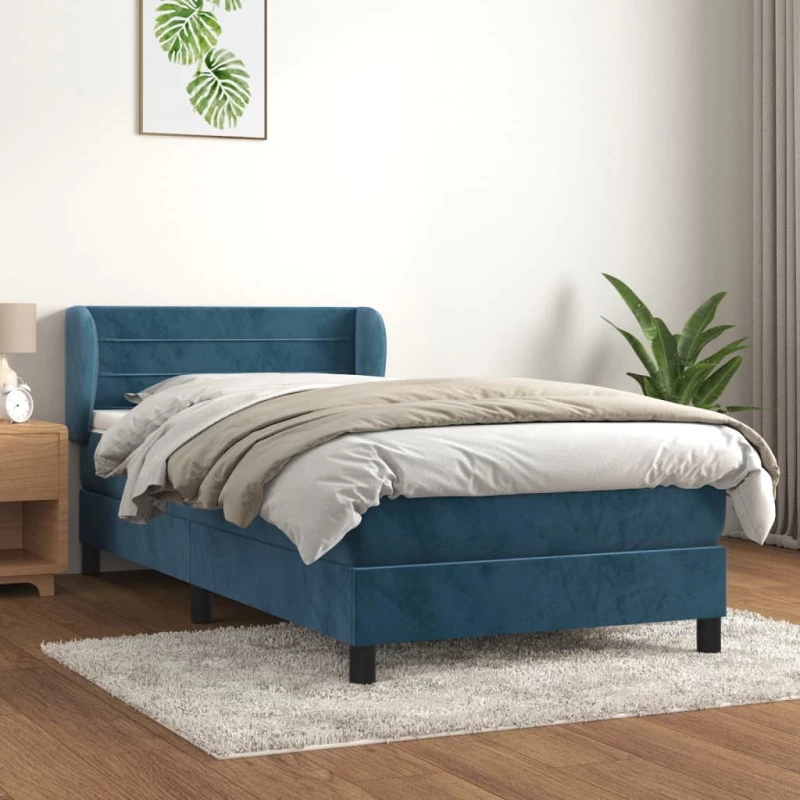 Κρεβάτι Boxspring με Στρώμα Σκούρο Μπλε 80 x 200 εκ. Βελούδινο Μπλε 3127521