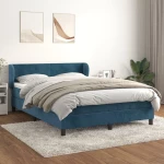 Κρεβάτι Boxspring με Στρώμα Σκούρο Μπλε 140x190 εκ. Βελούδινο Μπλε 3127371