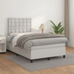 Κρεβάτι Boxspring με Στρώμα Λευκό 120x200εκ.από Συνθετικό Δέρμα Λευκό 3142834