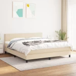 Κρεβάτι Boxspring με Στρώμα Κρεμ 160x200 εκ. Υφασμάτινο Κρεμ 3139910