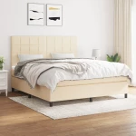 Κρεβάτι Boxspring με Στρώμα Κρεμ 180x200 εκ. Υφασμάτινο Κρεμ 3141798