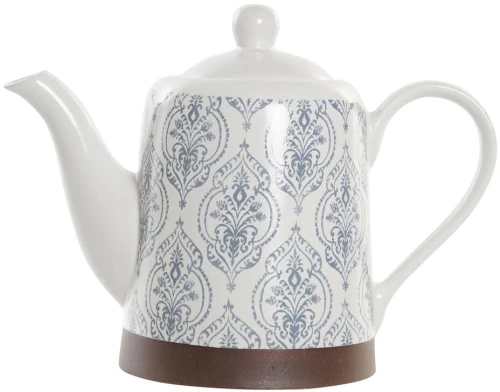 Τσαγιέρα DKD Home Decor Μπλε Λευκό Καφέ ξύλο καουτσούκ Πήλινα S3037313