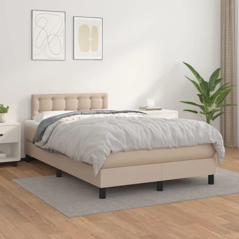 Κρεβάτι Boxspring με Στρώμα Καπουτσίνο 120x200εκ.από Συνθ.Δέρμα Καφέ 3141118