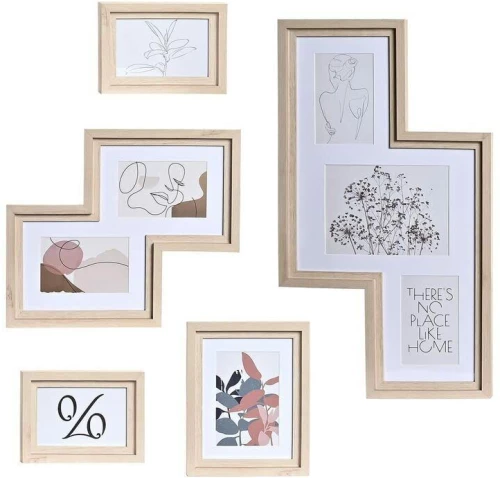 Κάδρα φωτογραφιών τοίχου DKD Home Decor Urban Κρυστάλλινο Φυσικό Πολύχρωμο Ξύλο MDF (40 x 1,5 x 50 cm) S3034836