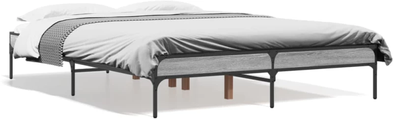 Πλαίσιο Κρεβατιού Γκρι Sonoma 135x190 εκ. Επεξ. Ξύλο & Μέταλλο Γκρι 845044