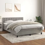 Κρεβάτι Boxspring με Στρώμα Ανοιχτό Γκρι 140x200 εκ. Βελούδινο Γκρι 3141545