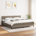 Κρεβάτι Boxspring με Στρώμα Taupe 200x200 εκ. Υφασμάτινο μπεζ-γκρι 3140085