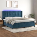 Κρεβάτι Boxspring με Στρώμα & LED Σκ. Μπλε 200x200εκ. Βελούδινο Μπλε 3139827