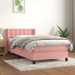 Κρεβάτι Boxspring με Στρώμα Ροζ 100x200 εκ. Βελούδινο Ροζ 3131188