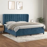 Κρεβάτι Boxspring με Στρώμα Σκούρο Μπλε 200x200 εκ. Βελούδινο Μπλε 3129475