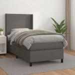 Κρεβάτι Boxspring με Στρώμα Γκρι 80 x 200 εκ. Συνθετικό Δέρμα Γκρι 3132349