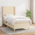 Κρεβάτι Boxspring με Στρώμα Κρεμ 100 x 200 εκ. Υφασμάτινο Κρεμ 3131814