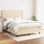 Κρεβάτι Boxspring με Στρώμα Κρεμ 140x200 εκ. Υφασμάτινο Κρεμ 3131438