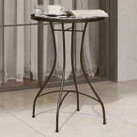 Τραπέζι Bistro «Μωσαϊκό» Μαύρο/Λευκό Ø50x70 εκ. Κεραμικό Μαύρο 4003400